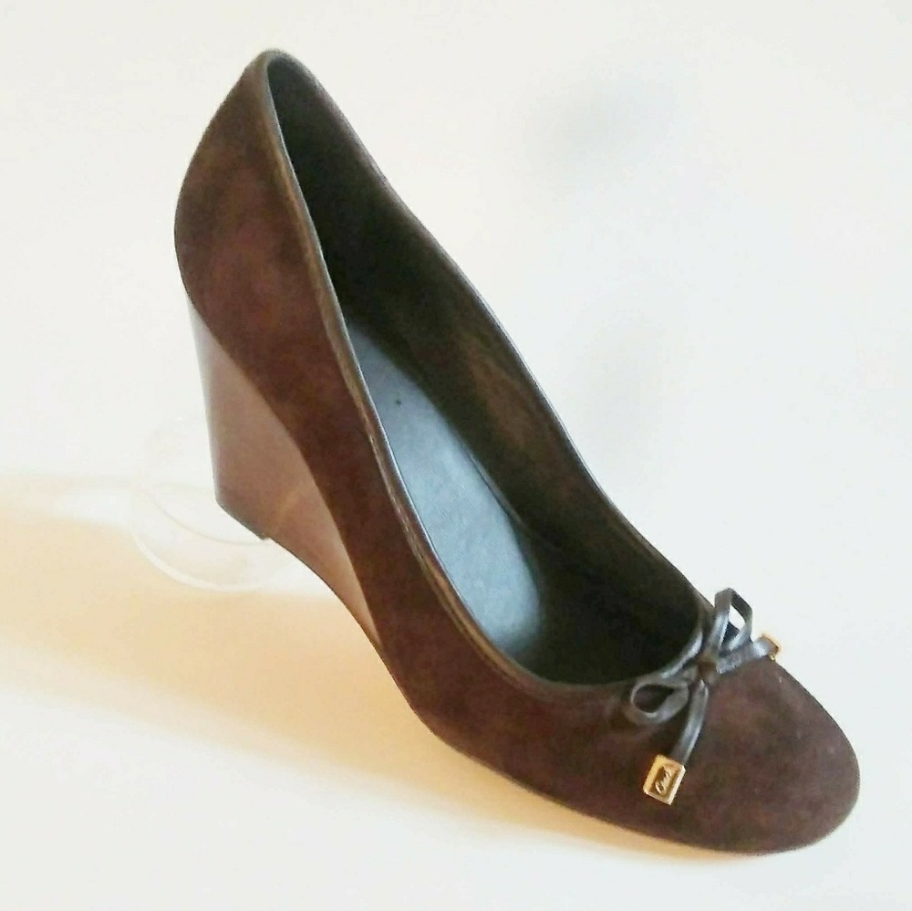 Coach 9M Brown Suede Irene Wedge